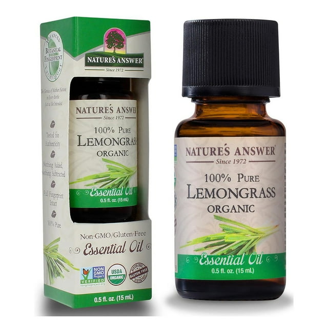 Nature's Answer Essential Oil for Diffusers, Hierba Limón Orgánica, 15 ml