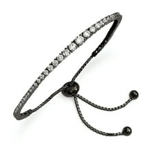 Primal Silver Sterling Silver Ruthenium-plated Cubic Zirconia 5-9 Inch Adjustable Bracelet