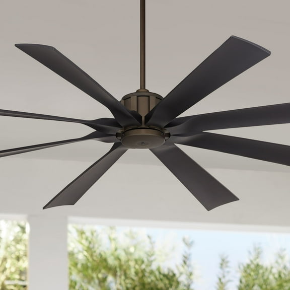 70" Possini Euro Design Defender Modern Industrial Indoor Outdoor Ceiling Fan Remote Control Oil Rubbed Bronze Damp Rated Patio