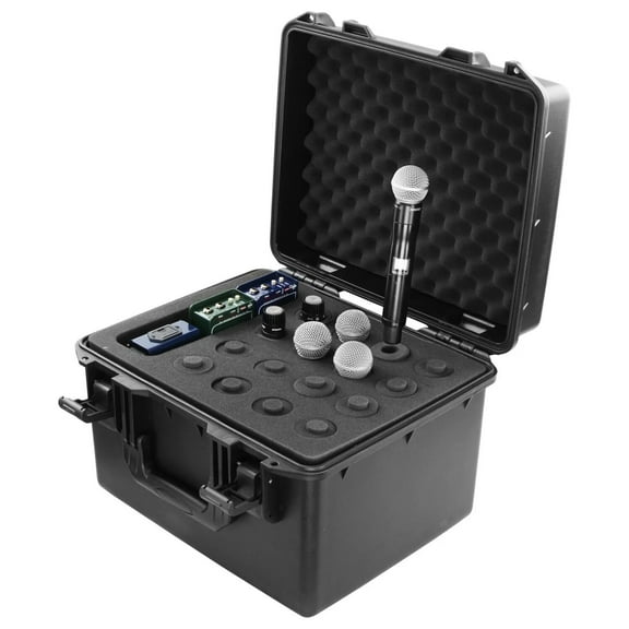 NEW WATERTIGHT & DUSTPROOF MICROPHONE CASE HOLDS UP TO 16 MICS