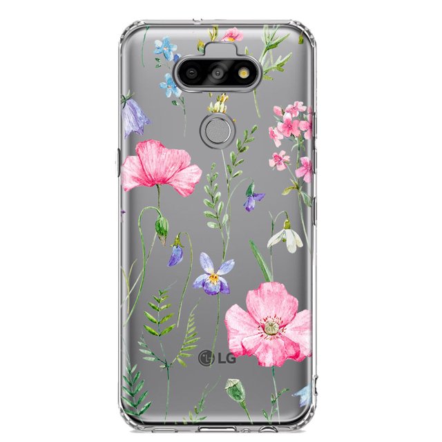 MUNDAZE LG Aristo 5/Phoenix 5/Risio 4 Shockproof Clear Hybrid Protective Phone Case Spring Pastel Wild Flowers Summer Classy Elegant Cover