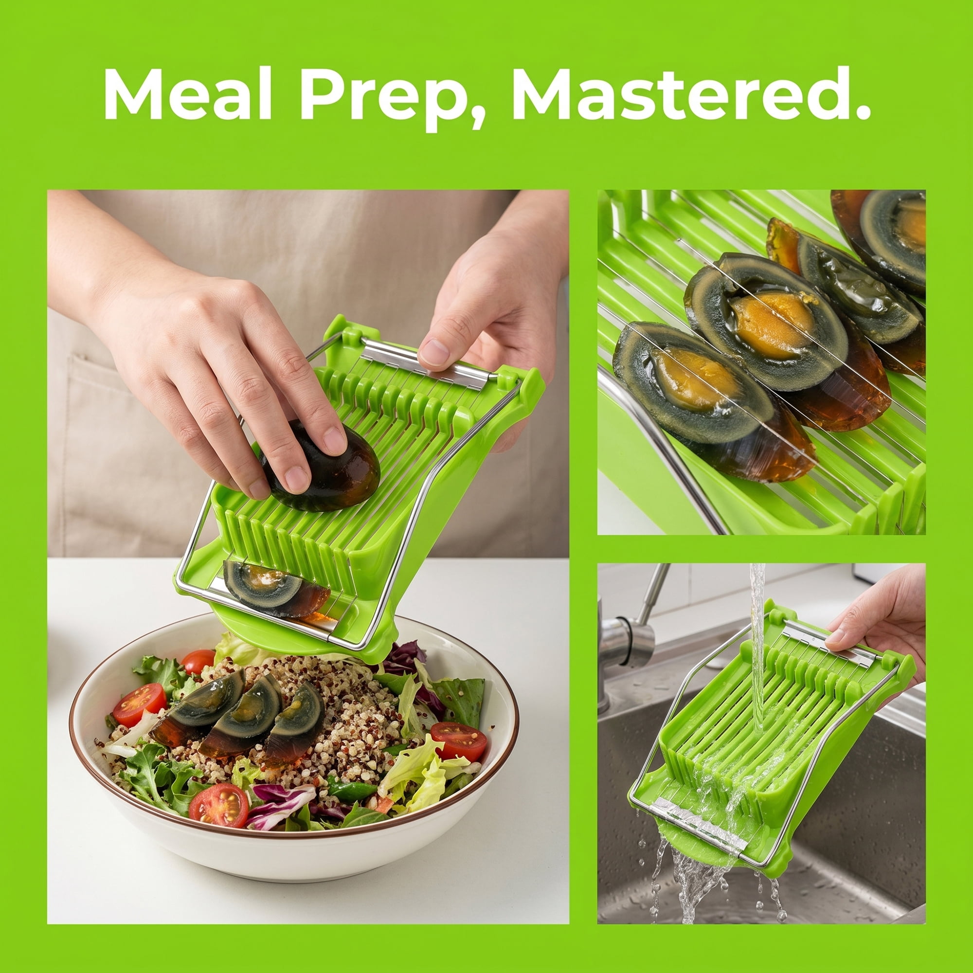 Unique Bargains Stainless Steel Wire Luncheon Meat Slicer for Cooking Green 5"x7.8"