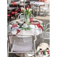 thumbnail image 4 of Outdoor Tablecloth with Umbrella Hole and Zipper, Beige Snowman Christmas Round Table Cloth 54 Inch Waterproof Tablecloth, Xmas Tree Snowflake Winter Birds Picnic Table Cover for Patio Camping, 4 of 7