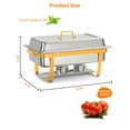 thumbnail image 3 of Chafing Dish for Buffet Set, 4 Packs 8 QT Chafers and Buffet Warmers Sets with Folding Frame for Weddings Parties Banquets Catering Events, Gold, 3 of 7