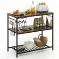 thumbnail image 1 of Gymax Kitchen Island 3-Tier Prep Table with Wine Glass Holders Large Worktop, 1 of 10