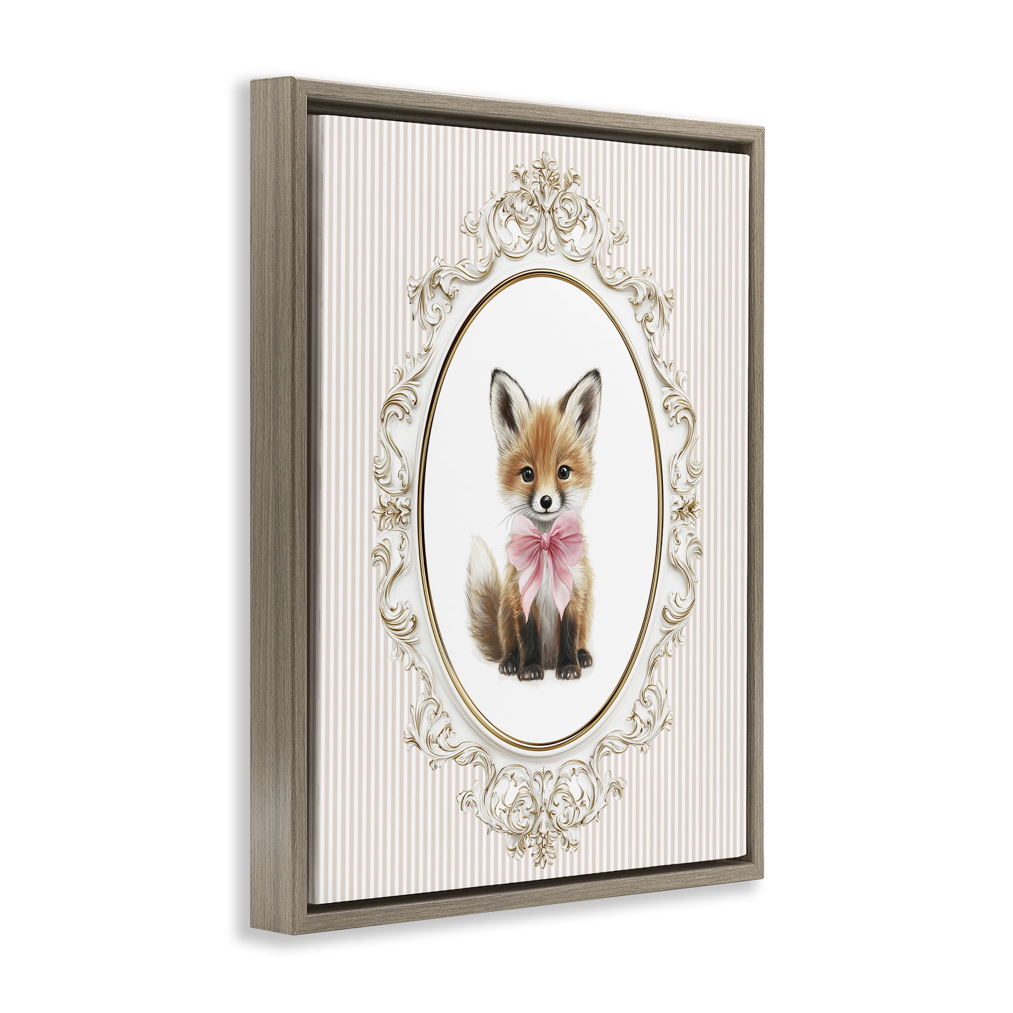 Stupell Industries Vintage Baby Fox Brown Framed Floater Canvas Wall Art, design by Christine Simpson Art