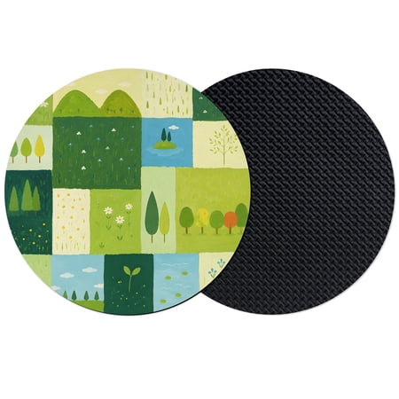 Countryside Patchwork Coasters Set of 2 Absorbent Coasters for Drinks Pastoral Nature Forest Mountain Coaster for Desk Coffee Table Protection Home Decor House Warming Gifts 4