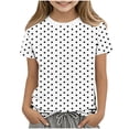 thumbnail image 1 of Zpanxa T Shirts for Girls Solid Color Round Neck Loose Fit Print Pattern Top Polyester Spandex 3 Years, 1 of 5