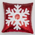 thumbnail image 2 of Moocorvic Christmas Throw Pillow Covers 16x16'', Christmas Red Double-sided Sequins Snowflake Deer Head Couch Pillow Cases Pillow Cushion Cover for Sofa, 2 of 3