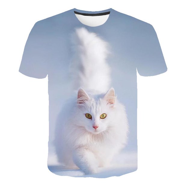 Verano 2023, camiseta de dibujos animados en 3D para niños, camiseta con estampado de animales para niños y gatos, camisetas para niñas, camisetas de dibujos animados para niños, ropa de animales 8T Gao Jinjia LED