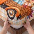 thumbnail image 3 of Twin Sze Fitted Sheet Set - Happy Fall 2 Piece Bedding Sets 16" Deep Pocket Fitted Sheet with 1 Pillowcase, Orange Truck Maple Branches Thanksgiving Checked Brushed Microfiber Hotel Luxury Bed Sheets, 3 of 9