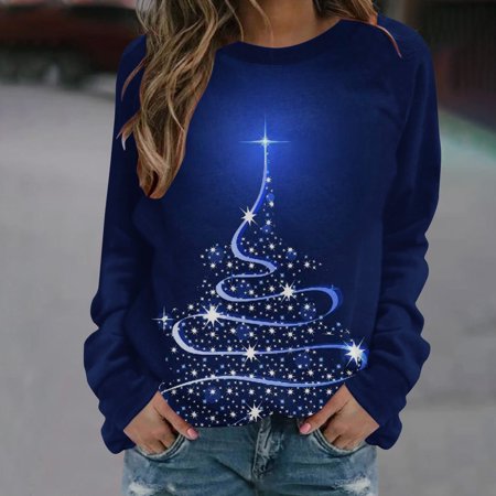 

Aueoeo Cute Crewneck Sweatshirt Cute Crewnecks for Women Fashion Women s Print Crew Neck Pullover Tops Long Sleeve Comfortable Blouse Sweatshirt