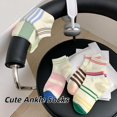 thumbnail image 7 of 5 Pairs Cute Striped Ankle Socks Academic Style Low-cut Socks for Women (5 Pairs-Set03), 7 of 7
