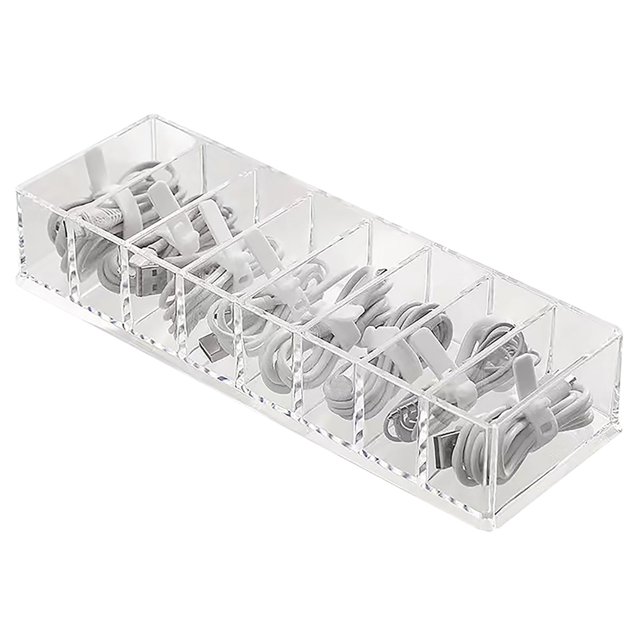 Caja de almacenamiento de alambre transparente con cajón para oficina, con compartimento para accesorios, accesorios de escritorio de oficina con contenedores para organizar, juego de botes,