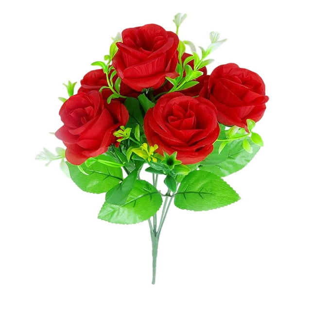 Ramo de rosas artificiales para el Día de la Madre, gran ramo de 6 cabezas, adorno para mesa de comedor y sala de estar.