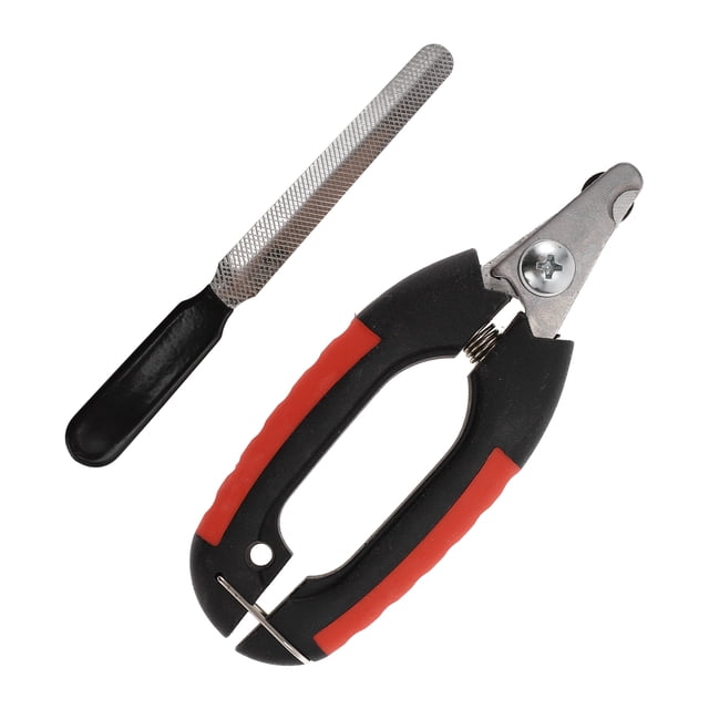 Cortauñas para mascotas duraderos de Unique Bargains, 1 set con lima para perro y gato, rojo y negro, grande