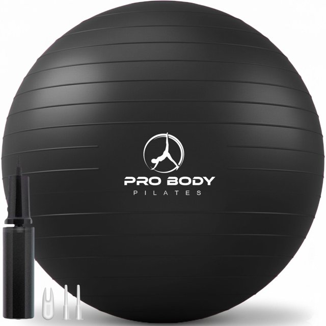 Pelota de ejercicio ProBody Pilates de 85 cm negra para estabilidad