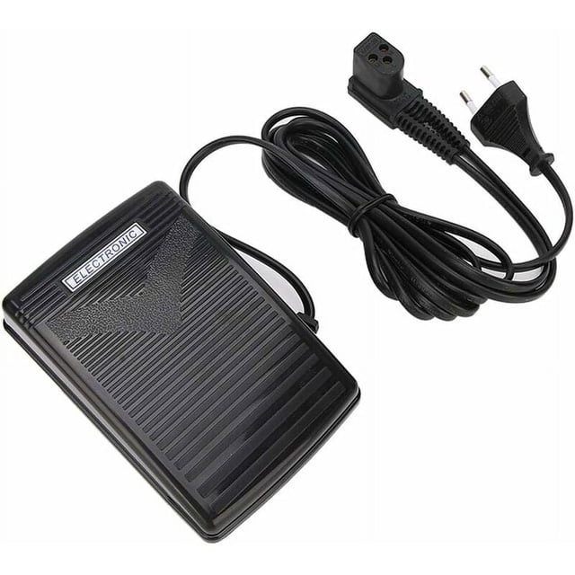 Pedal de control de pie para máquina de coser de 220 V, pedal de control con cable de alimentación con cable compatible con/reemplazo para máquina de coser Singer 974