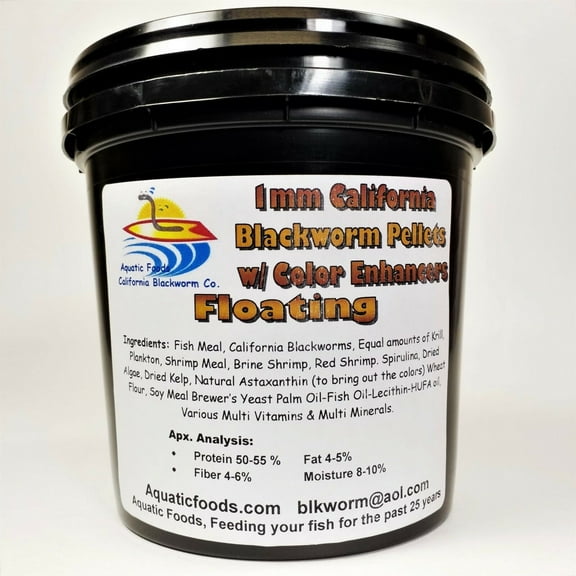 1 mm California Blackworm Floating Pellets with Color Enhancers & Vitamins…500g / 1.1-lbs