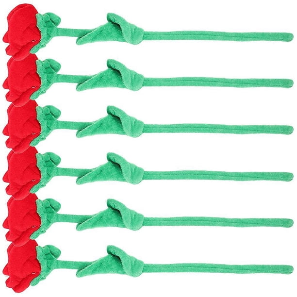 Artificial Flowers For Mothers Day Plush Roses Bouquet Home Decor 6Pcs Red
