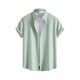 thumbnail image 2 of Camisetas Elvqul de Hombre Verde de Menta Mayor de Color Sólido Manga Corta Solapa Botones, 2 of 9