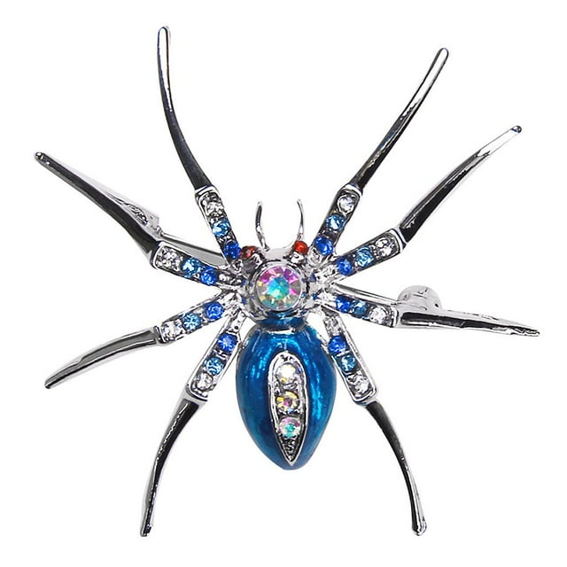 Broche de de de Imitación de Cristal Vintage Pin de Joyería de Moda Plateado - Azul Yinane Broche de araña