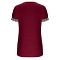 thumbnail image 4 of QLEICOM Women Plus Size Summer Hollow Out T-Shirt V-Neck Short Sleeve Strapless Loose Tunic Tops Blouses Tees Shirts Wine S, US Size:4, 4 of 5