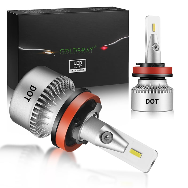 GOLDSRAY H11 H8 H9 LED Headlight Bulbs DOT Compliant High Beam or Low Beam, Fog Light Bulb 60W 12000LM 200% Brighter Conversion Kit 6500K Cool White IP67 Waterproof Plug and Play Pack of 2