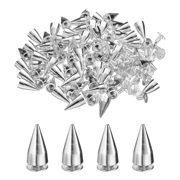 Uxcell 50 Sets Spikes and Studs, 7 x 13mm Cone Spikes Screw Back Studs Rivets, Cone Punk Spikes Rivet for Clothing Belts Bags DIY Leather Crafts, Silver