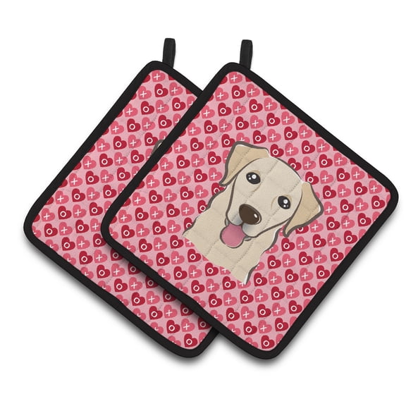 Golden Retriever Hearts Pair of Pot Holders