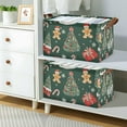 thumbnail image 2 of Yayeee Foldable Storage Basket for Shelves with Handles Waterproof Cloth Bins, Yellow Christmas Gingerbread, 2 of 7