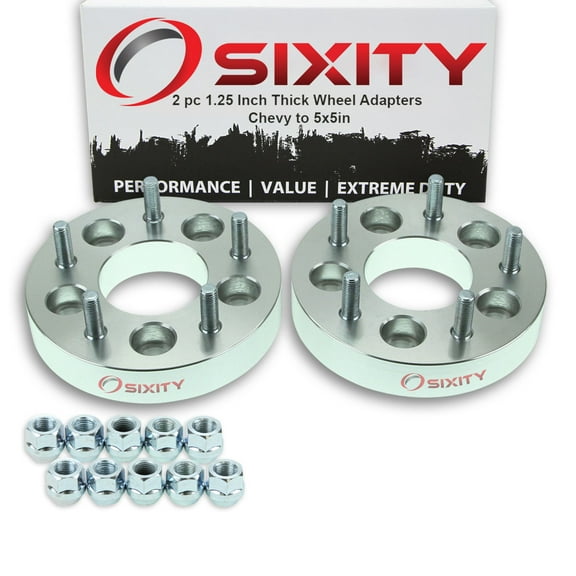 Sixity Auto 2 pc 5x4.75" to 5x5" Wheel Spacers Adapters 1.25" compatible with Chevy Bel Air Camaro