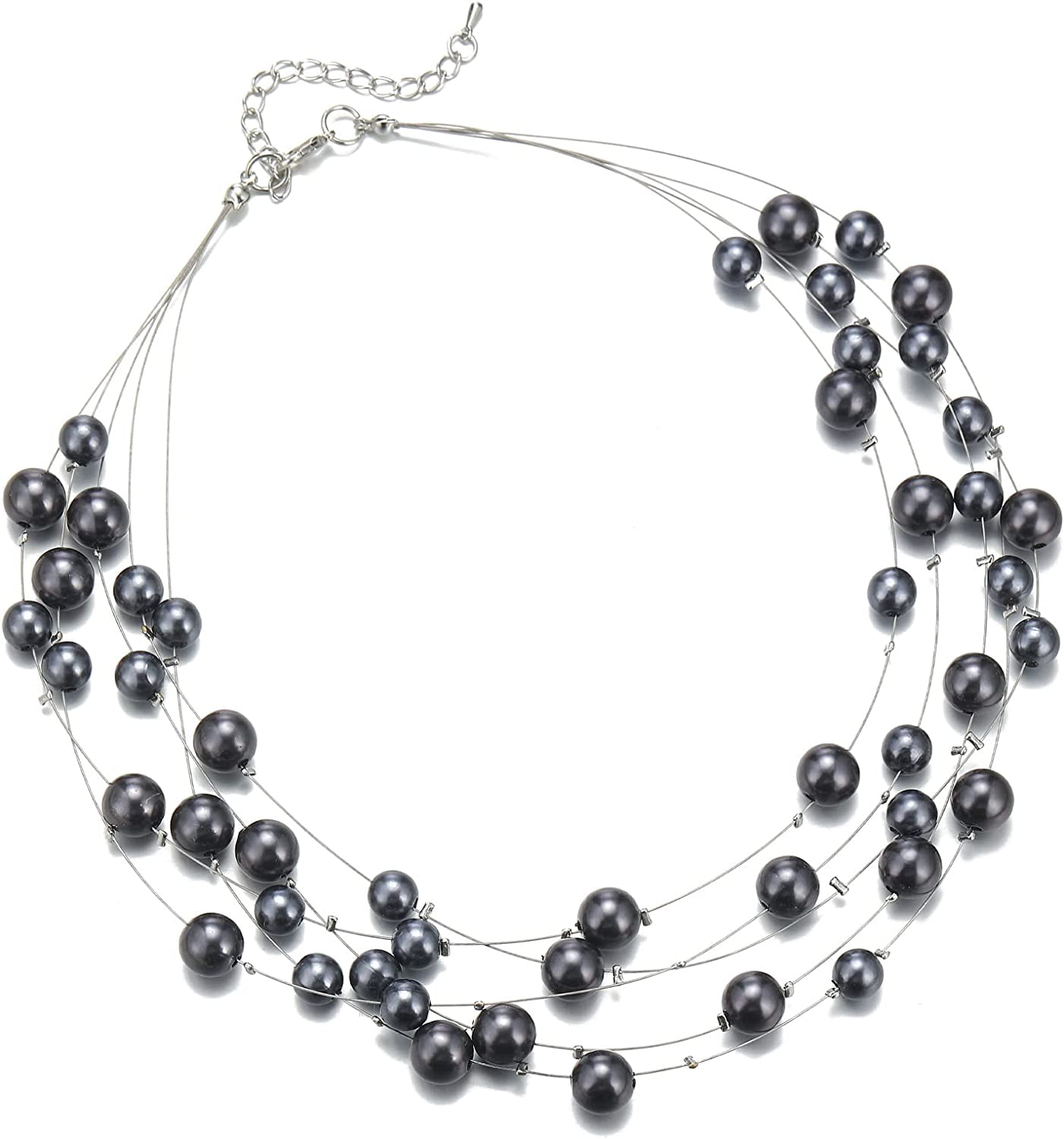 Layered Pearl Necklace Multistrand Pearl Choker Necklaces for Women