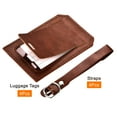 thumbnail image 3 of Uxcell 10x7cm Luggage Tag PU Holders Baggage Label Identifier with Straps Brown 4 Pack, 3 of 6