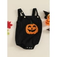 thumbnail image 3 of Newborn Baby Girls Boys Halloween Outfits Sleeveless Corduroy Pumpkin Face Overalls Rompers Button Jumpsuit Fall Clothes, 3 of 8