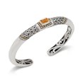 thumbnail image 1 of DEVATA Sterling Silver 925 and 18K Gold with Citrine Birthstone DEVATA Bali Filigree Cuff Bracelet DHK3125CT (Size M), 1 of 5