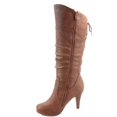 thumbnail image 2 of Page-65 Women's Back Lace Up Round Toe High Heel Platform Mid-Calf Knee High Boots ( Tan, 9), 2 of 2