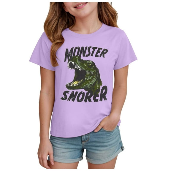 Gubotare Girls T Shirts Athletic Girls' Shirt Puff Sleeves Loose Crewneck Summer Blouse Tee Tops (Light Purple,Size 13-14 Years)