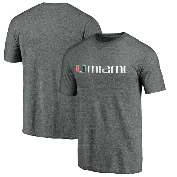 Men's Heather Gray Miami Hurricanes Classic Wordmark Tri-Blend T-Shirt
