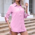 thumbnail image 2 of ShomPort Women's Chiffon Shirts Dressy Solid Color Long Sleeve Lapel Button Down Business Blouses, 2 of 2