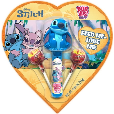 Flix Candy Valentine's Day Stitch Lollipops & Suckers, Tropical Flavor, Blister Card, 0.84 oz