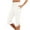 White, variant on Puliio Womens Pants Solid Color Elastic Waist Drawstring Trouser With Pocket Fashion Casual Loose Capri Pants