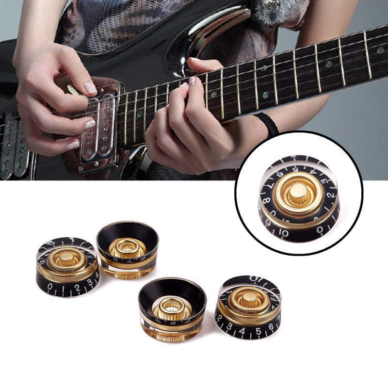 4pcs Guitar Tone Speed Volume Control Knobs Replacement Parts for Les Paul Electric Guitars Black Electric Guitars Knobs
