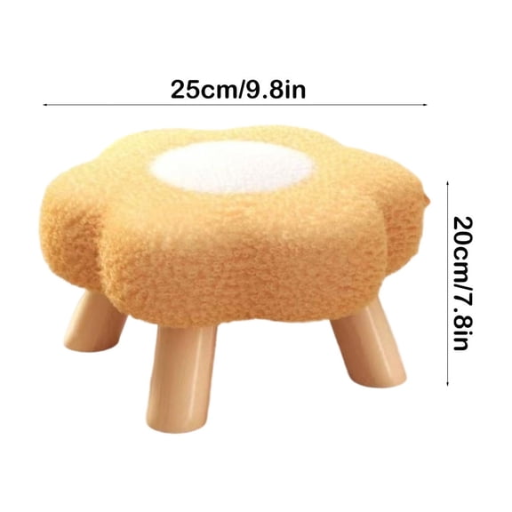 Elegant Flower-Shaped Wooden Floor Stool with Soft Removable Cushion, Durable Solid Wood Frame, Stylish Home Decor & Multi-Function Seating