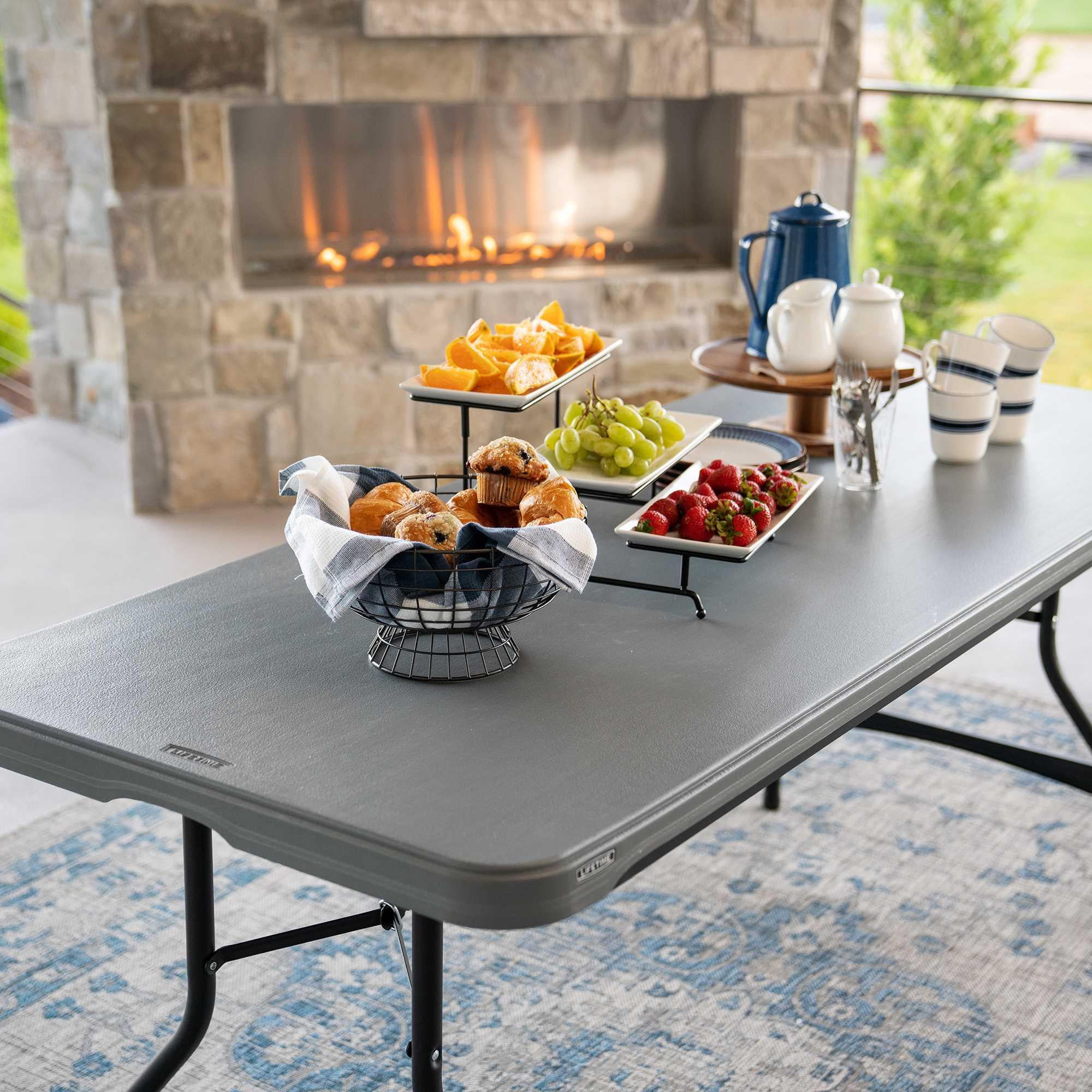 Lifetime 6ft Folding Table Commercial Grade Indoor Outdoor UV Protected Wilson Gray 80817 Walmart