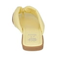 thumbnail image 3 of GC Shoes Womens Flat Faux Leather Fashion Sandals, Slip On Summer Slides, Padded Thong Strap Sandal Flats, Reid/Yellow/10, 3 of 5