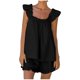 thumbnail image 1 of Conjunto de pijama de dos piezas para mujer: top corto sin mangas y pantalones cortos, poliéster, color liso, corte holgado, tallas S-XL, ropa de estar por casa para todas las estaciones, 1 of 8