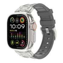 Dwitch for Apple Watch Ultra 2 band 49/46/45/44/42mm Men's and Women's Fashion Metal Connector with Shiny Diamond rhinestones, Replacement Strap For iWatch Ultra Series 10 9 8 7 6 5 4 3 2 1 SE,Gray