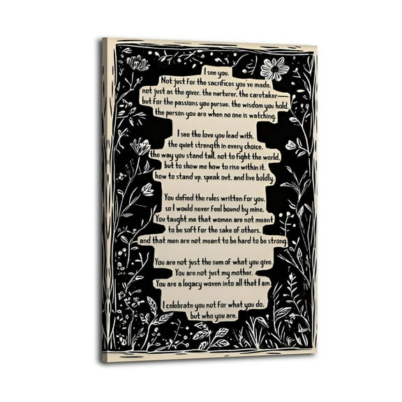 I See You Print, Motherhood Tribute Wall Art, Inspirational Mother Quote(1) Poster Great Wall Art for Home Decor,, Mother's Day Gift, Posters for Bedroom, Office Or Living Room
