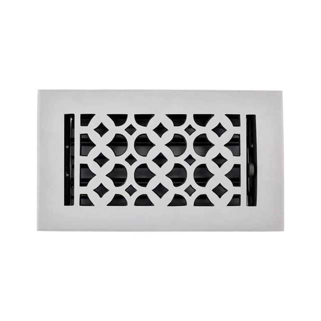 Cast Iron Floor Vent Register 4″ x 8″ with Damper – Heavy-Duty Tudor Mushroom Design, Rust-Free, Powder Coated & Repaintable Vent Cover for Floors, Walls & Ceilings